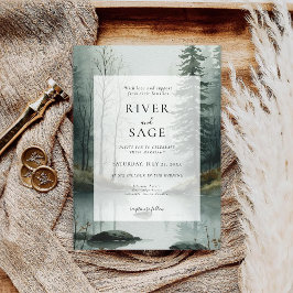 Evergreen Mist | Rustic Watercolor Forest Wedding  Einladung
