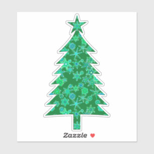 Evergreen mit Snowflakes Weihnachtsbaum Aufkleber