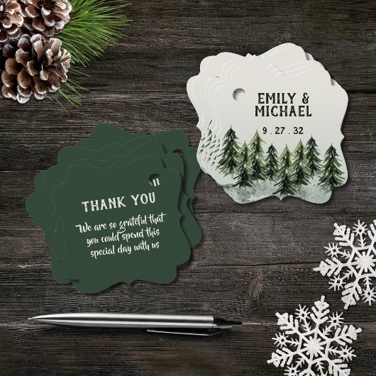 Evergreen Mountain Forest Green Black Geschenkanhänger