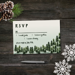 Evergreen Mountain Forest Green Black RSVP Karte