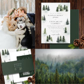 Evergreen Mountain Glen White Green Black RSVP Karte