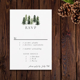 Evergreen Mountain Glen White Green Black RSVP Karte