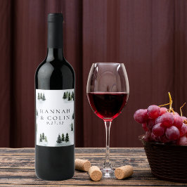 Evergreen Mountain Glen White Green Black Weinetikett