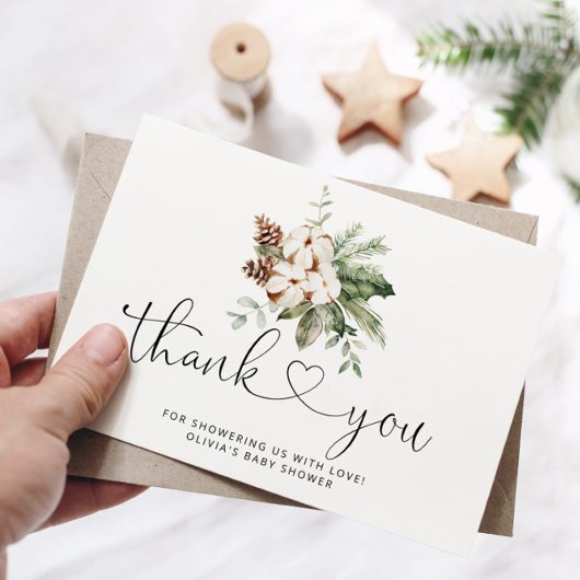 Evergreen Pine cons Baby Dusche Dankeschön Karte