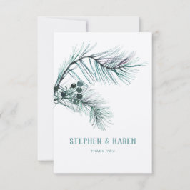 Evergreen Pine Needles Elegante Wedding Vielen Dan Dankeskarte
