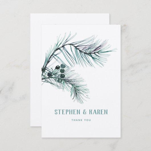 Evergreen Pine Needles Elegante Wedding Vielen Dan Dankeskarte (Vorne/Hinten)