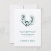 Evergreen Pine Needles Elegante Wedding Vielen Dan Dankeskarte (Rückseite)