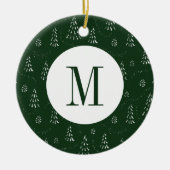 Evergreen Pine Tree Initial Monogram Christmas Keramik Ornament (Vorne)