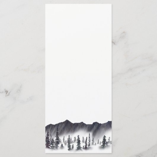 Evergreen Pine Tree Mountain Black & White Wedge Menükarte (Rückseite)