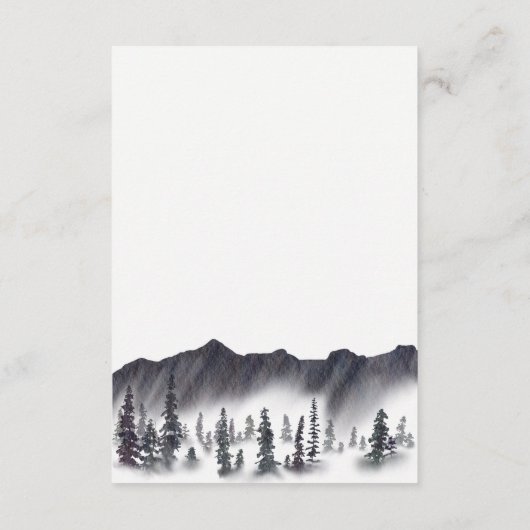 Evergreen Pine Tree Mountains Einfache Hochzeit Begleitkarte (Rückseite)