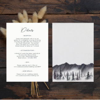 Evergreen Pine Tree Mountains Einfache Hochzeit Begleitkarte