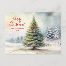 Evergreen Pine Tree Vintage Christmas Postcard Feiertagspostkarte