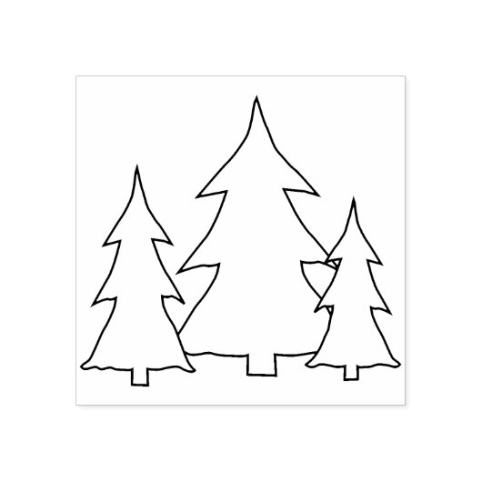 Evergreen Pine Trees Illustration Line Zeichn Gummistempel (Prägung)