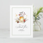Evergreen Pine und Holly Winter Wedding Dankeskarte (Stehend Vorderseite)