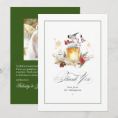 Evergreen Pine und Holly Winter Wedding Dankeskarte (Vorne/Hinten)