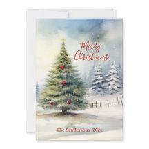 Evergreen Pine Vintage Christmas Tree Card