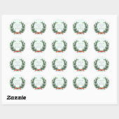 Evergreen Pine Wreath Wedding Mint Green Runder Aufkleber (Blatt)