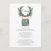 Evergreen Pine Wreath Wedding QR Code Details Begleitkarte (Vorderseite)