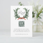 Evergreen Pine Wreath Wedding RSVP Karte (Stehend Vorderseite)