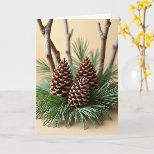 Evergreen Pinecone Card Karte (Gelbe Blume)
