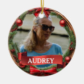 Evergreen Pinecone Wreath ANY Photo Keramik Ornament (Vorne)