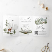Evergreen Pines Rustic Mountain Forest Wedding Dreifach Gefaltete Einladung (Innenseite)