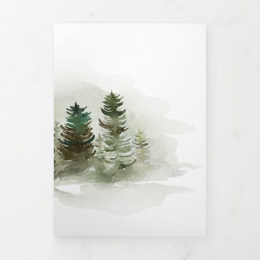 Evergreen Pines Rustic Mountain Forest Wedding Dreifach Gefaltete Einladung (Cover)