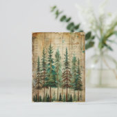 Evergreen Pines Vintage Naturwaldlandschaft Postkarte (Stehend Vorderseite)