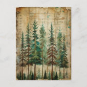 Evergreen Pines Vintage Naturwaldlandschaft Postkarte (Vorderseite)
