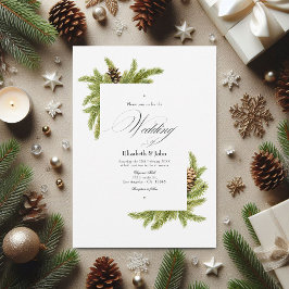 Evergreen Pines Winter Wonderland Wedding QR Code Einladung