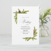 Evergreen Pines Winter Wonderland Wedding QR Code Einladung (Stehend Vorderseite)