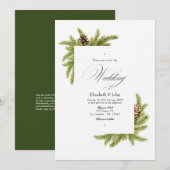 Evergreen Pines Winter Wonderland Wedding QR Code Einladung (Vorne/Hinten)