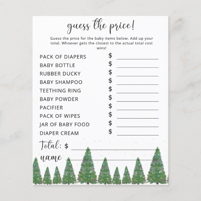 Evergreen Price Guess Game (Vorderseite)