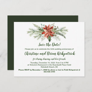 Evergreen Red Poinsettia Christmas - Patti K UAWG RSVP Karte