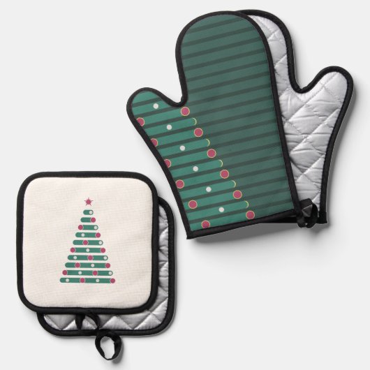 Evergreen Rhythm Ofenhandschuh & Topflappen-Set (Vorderseite/Rückseite)