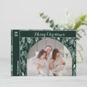 Evergreen Ribbon Modern Ein Foto Weihnachten (Stehend Vorderseite)