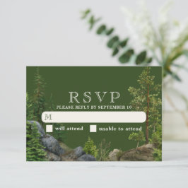 Evergreen Rocky Forest | Rustikale Naturhochzeit RSVP Karte