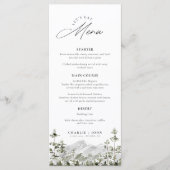 Evergreen Rustic Mountain Forest Boho Wedding Menü Menükarte (Vorderseite)