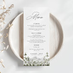 Evergreen Rustic Mountain Forest Boho Wedding Menü Menükarte<br><div class="desc">Evergreen Rustic Mountain Forest Boho Wedding Menü</div>