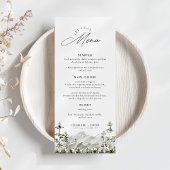 Evergreen Rustic Mountain Forest Boho Wedding Menü Menükarte