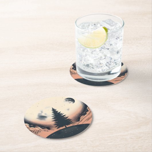 Evergreen Serenity Runder Pappuntersetzer (Vor Ort)