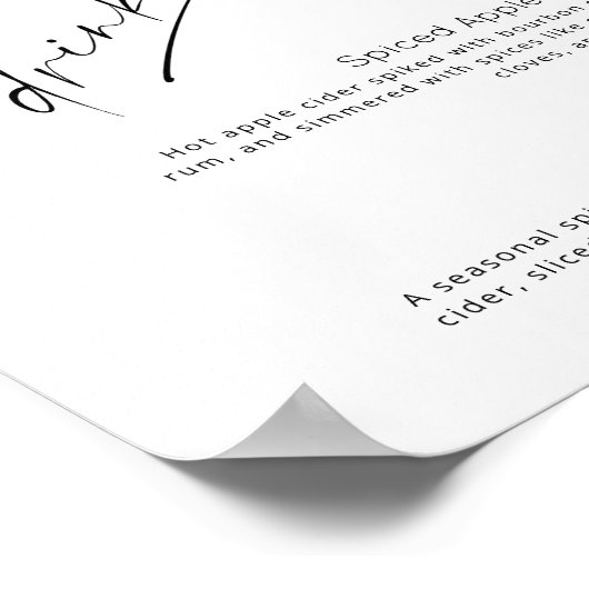 Evergreen Signature trinkt Winterhochzeit Poster (Ecke)