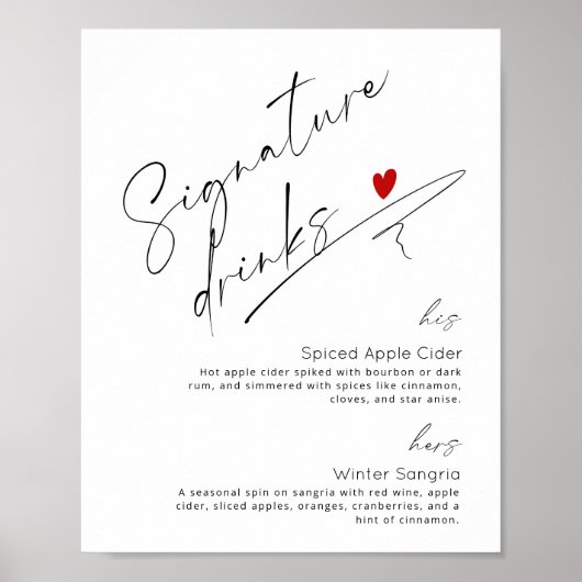 Evergreen Signature trinkt Winterhochzeit Poster (Vorne)