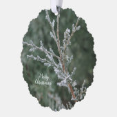 Evergreen Sparkling Frost Frost Frohe Weihnachten Ornament Karte (Links)