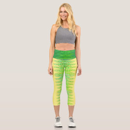 Evergreen Spirals in gelber, weizengeweihter Capri Leggings
