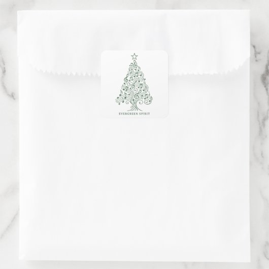 "Evergreen Spirit - Musical Christmas Tree Design" Quadratischer Aufkleber (Tasche)