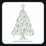 "Evergreen Spirit - Musical Christmas Tree Design" Quadratischer Aufkleber<br><div class="desc">Feiern Sie die Harmonie der Ferien mit diesem wunderschön gestalteten Weihnachtsbaum,  der komplett aus musikalischen Noten und Wirbel besteht. Das Design "Evergreen Spirit" vereint festliche Freude und die universelle Musiksprache - perfekt für Musiker,  Chorliebhaber und Urlaubsstimmung.</div>