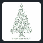 "Evergreen Spirit - Musical Christmas Tree Design" Quadratischer Aufkleber<br><div class="desc">Feiern Sie die Harmonie der Ferien mit diesem wunderschön gestalteten Weihnachtsbaum,  der komplett aus musikalischen Noten und Wirbel besteht. Das Design "Evergreen Spirit" vereint festliche Freude und die universelle Musiksprache - perfekt für Musiker,  Chorliebhaber und Urlaubsstimmung.</div>