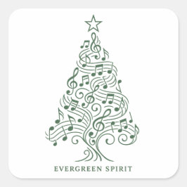 "Evergreen Spirit - Musical Christmas Tree Design" Quadratischer Aufkleber