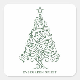 "Evergreen Spirit - Musical Christmas Tree Design" Quadratischer Aufkleber